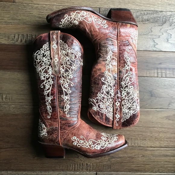 Vaccari Shoes - Vaccari cowboy boots brown embroidered 7 boho